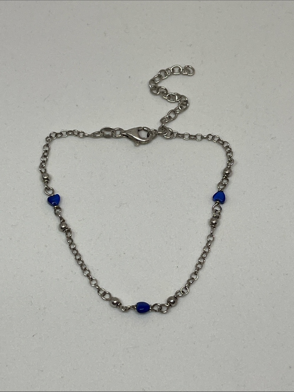 925 Sterling Silver delicate bracelet/anklet with blue stones